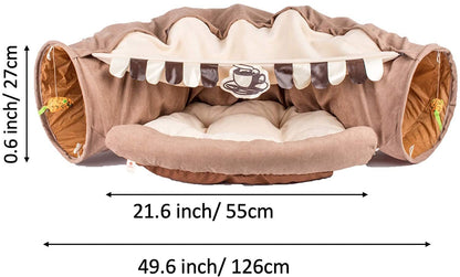 Cat Tunnel Toy Bed with Cushion