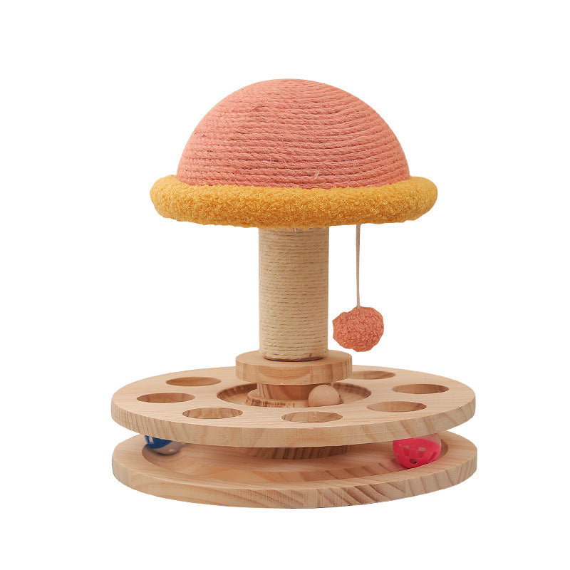 Solid Wood Turntable Cat Toy Sisal Grinding Claw